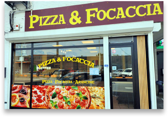 enseigne et lettrage pour pizzeria a liege