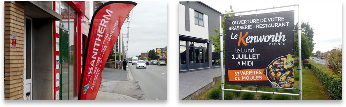 impressions publicitaires sur drapeau et panneau dans la region de liege